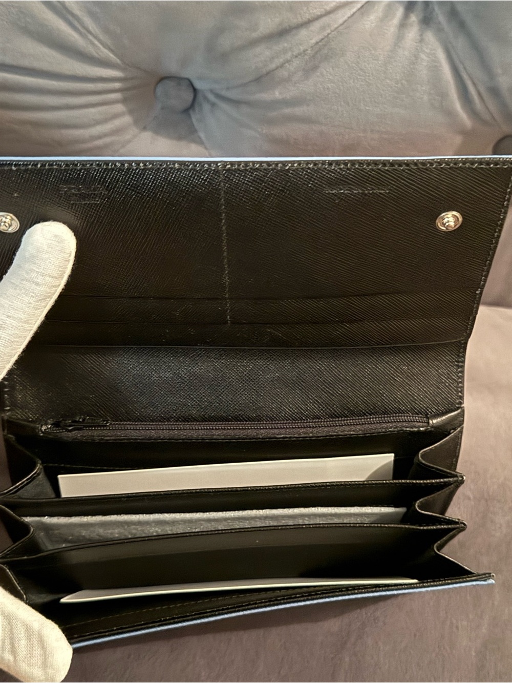 🔥Like New In inclusion Prada Tessuto Nylon Flap Wallet Blue - Picture 14 of 15
